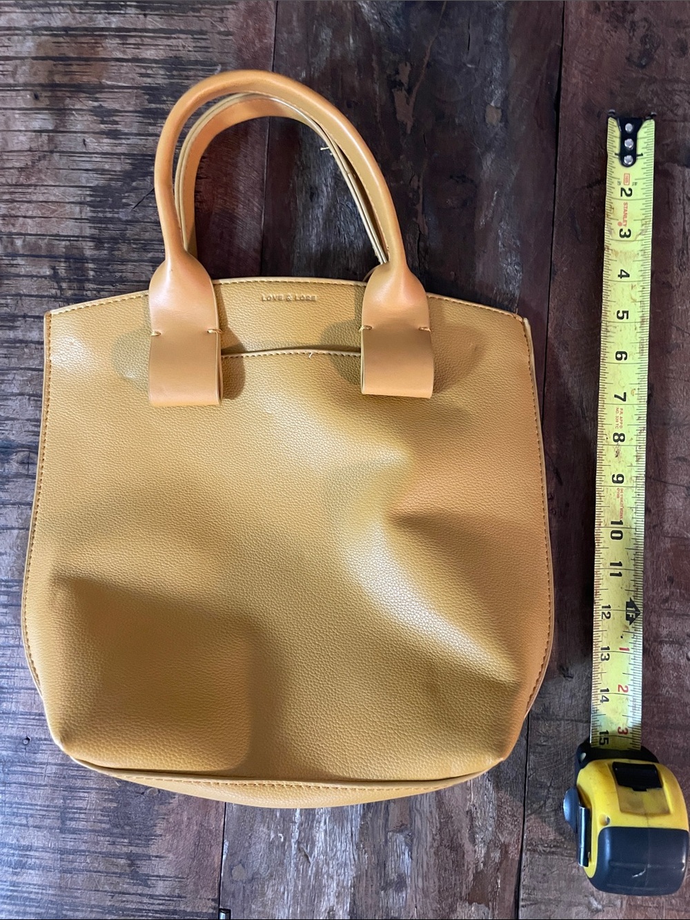 Structured Mustard  Pebbled Leather Tote with Top Handles